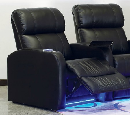 Sillon reclinable electrico + mesa giratoria desmontable + porta-vaso iluminado con enfriador y mando touch + iluminación piso led